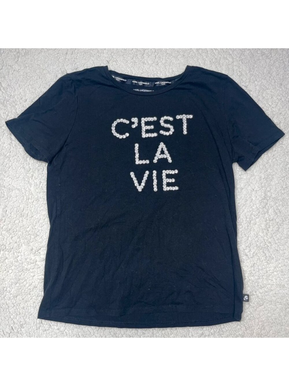 Karl Lagerfeld Paris C'est La Vie Graphic Tee Navy Medium